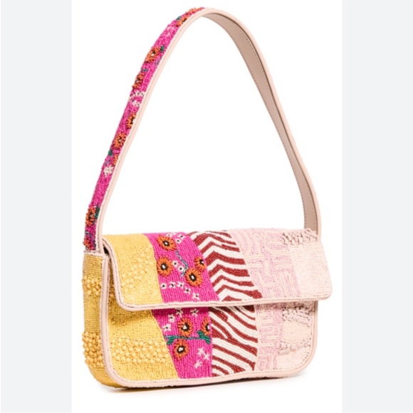 Staud Tommy Beaded Shoulder Bag Pink Patchwork - Limited Edition NWOT - Picture 2 of 7